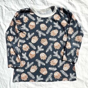 Winter Water Factory Long-Sleeve Navy Owl Print Tee size 10
